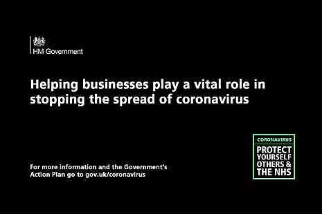 Text reads: Helping businesses play a vital role in stopping the spread of coronavirus