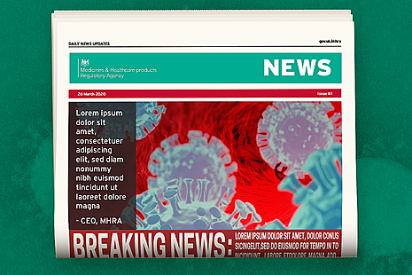 Mock up of newspaper front page
