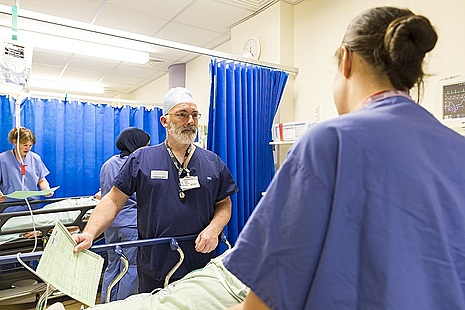 Hospital doctors talking