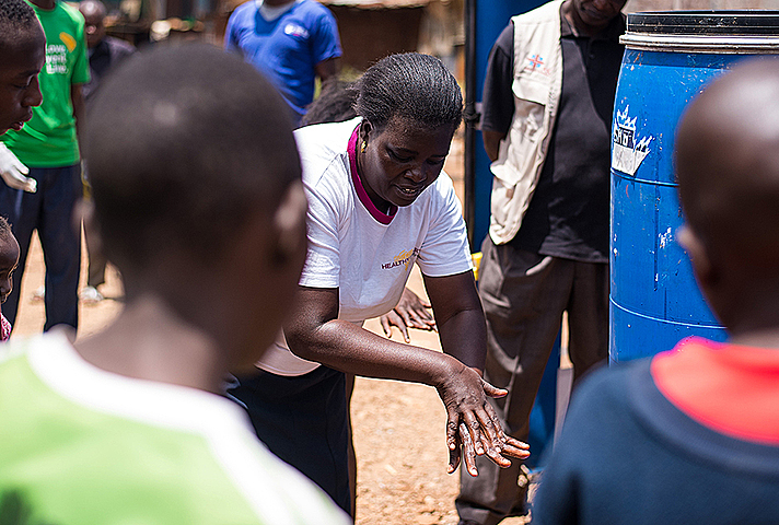 Handwashing training to protect against Coronavirus in Kenya. Picture: UNICEF