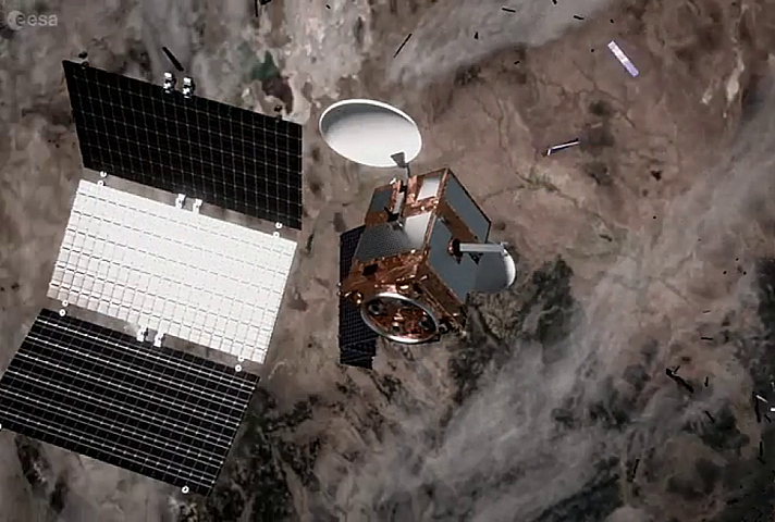 Artist impression of space debris from satellite