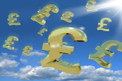 Pounds signs in the sky as a sign of money
