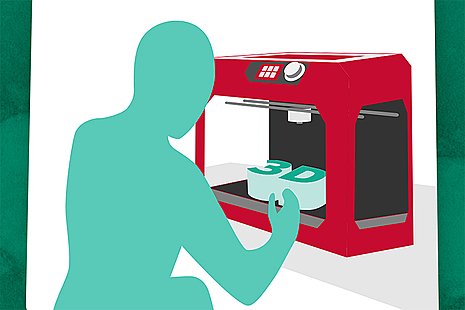 illustration of someone using a 3D printer
