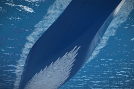 Silverstream Technologies' micro-bubbles system in use at sea, view of bubbles in the hull of ship.