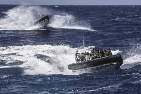 Two small boats at sea