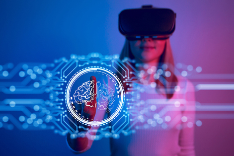 Woman using virtual reality technology