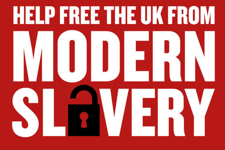 Image with text reading: help free the UK from modern slavery