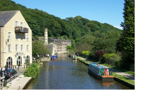 Barges on a canal in West Yorkshire
