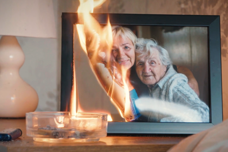 Picture frame on fire