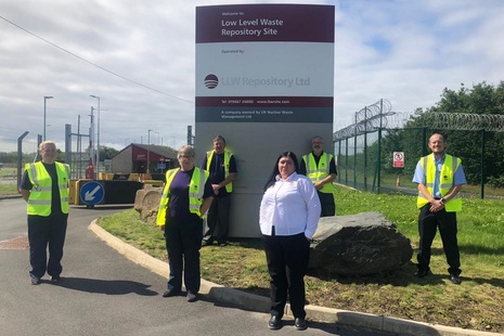 Mitie workers outside the LLWR site