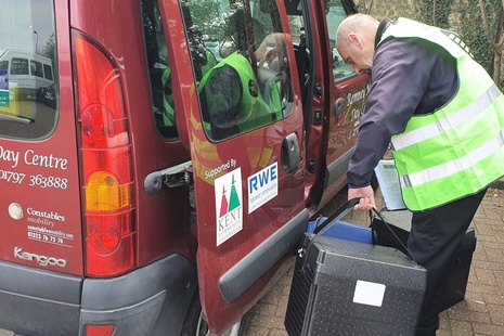A hot meal delivery takes place in Romney Marsh