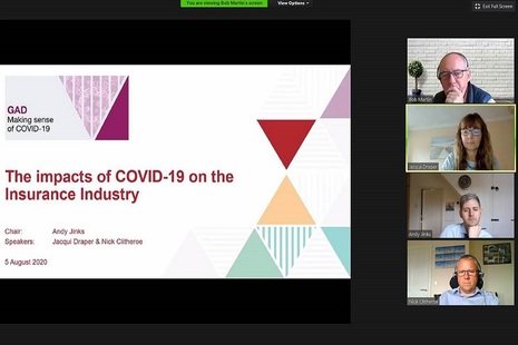 Presentation screen with attendees