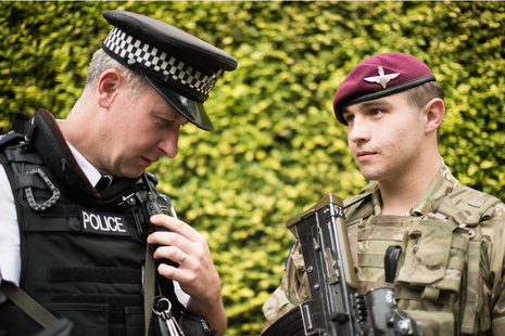 Police officer and paratrooper