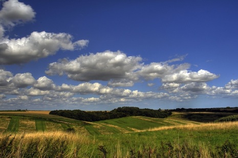A view of the English countryside with fields