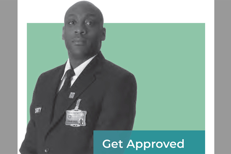 Image shows a licensed security operative and the words 'Get Approved'
