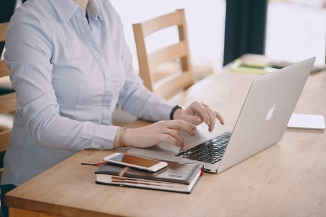 Woman working on laptop