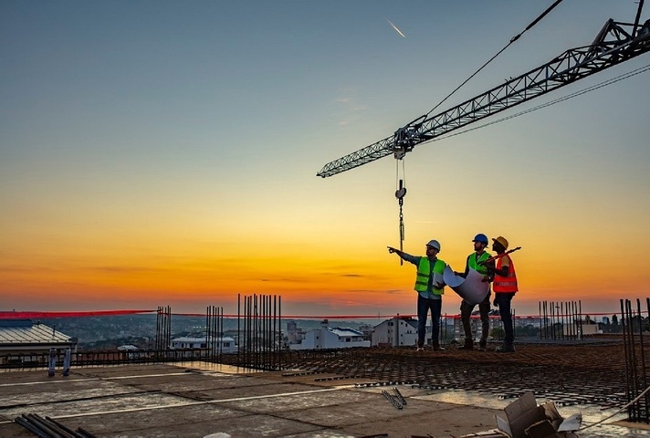 Builders at a construction site