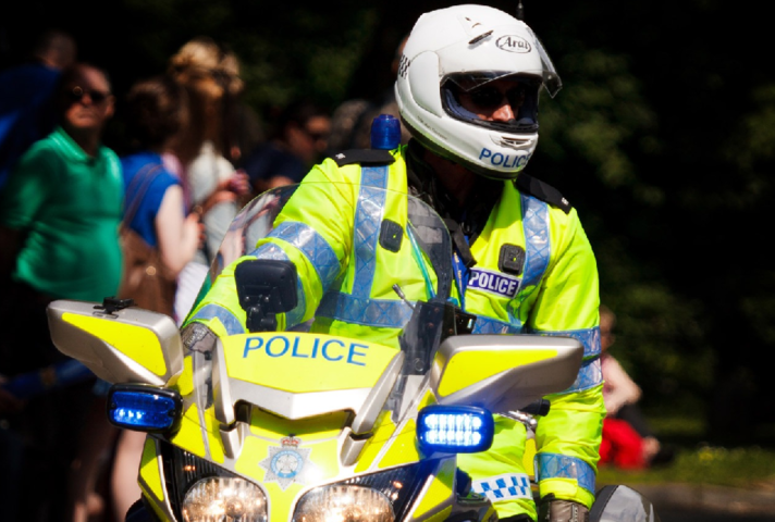 Police officer on motorbike