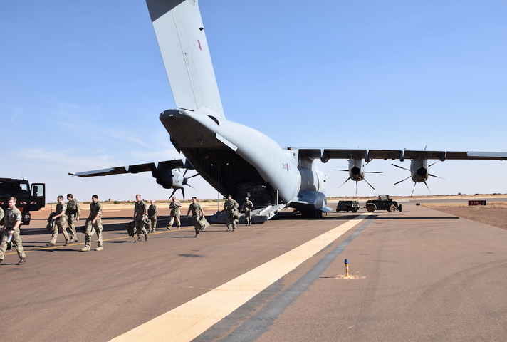 UK troops arriving in Mali on an RAF A400m