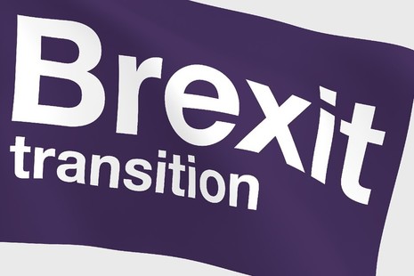 A flag stating Brexit transition