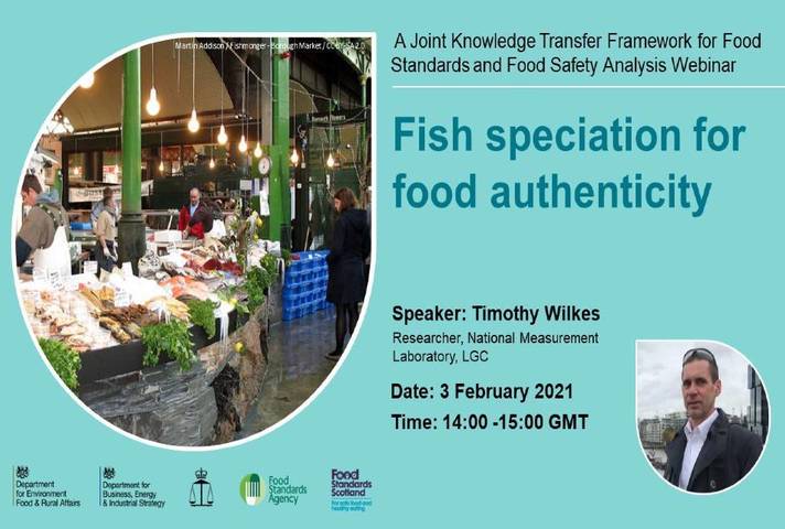 Webinar information slide with picture of fish market and Timothy Wilkes