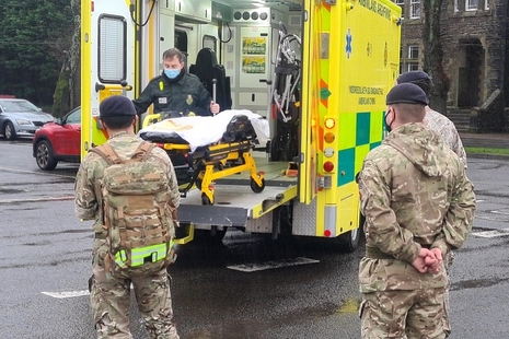 Armed Forces personnel are deployed to Wales, supporting the Welsh Ambulance Service NHS Trust with drivers and medics