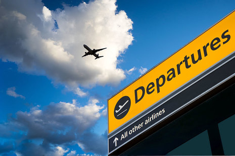 Airport departure sign.