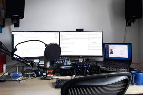 Empty desk with screen