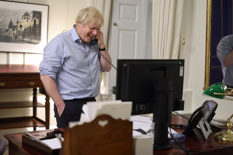 Prime Minister Boris Johnson on the phone to President Joe Biden