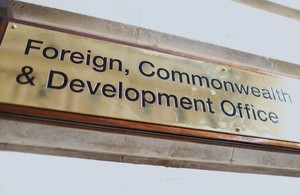 Sign of Foreign, Commonwealth and Development on HQ