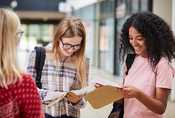 Students receiving exam results