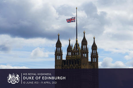 Union flag flying at half mast