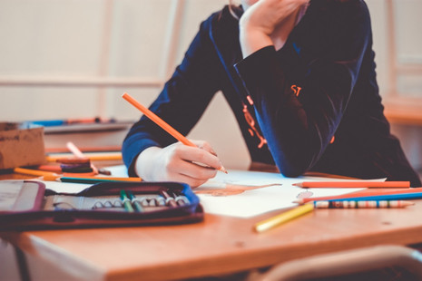 A person working on school work