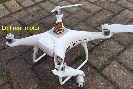 UAS with broken propeller