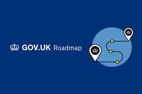 White crown GOV.UK logo on dark blue background.