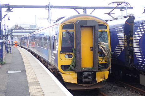 Damaged train at Stirling station after the accident