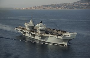 HMS Queen Elizabeth at Strait of Messina
