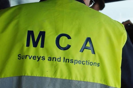 Back of survey and inspection high vis jacket