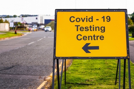 Coronavirus testing centre sign