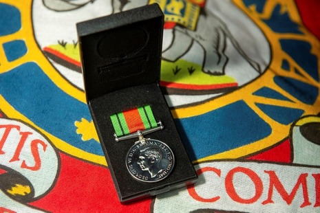 medal on flag