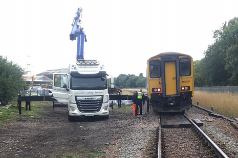 The train and lorry after the accident (image courtesy of Network Rail)