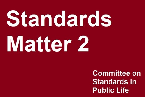 The words 'standards matter 2' and 'committee on standards in public life'