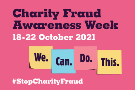 Charity fraud awareness logo with dates