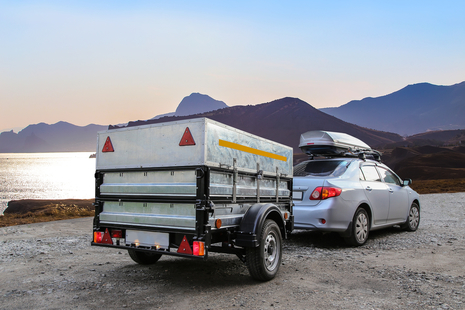 Car towing a trailer