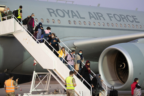 The RAF has airlifted over 102 people who had already left Afghanistan from a neighbouring third country.