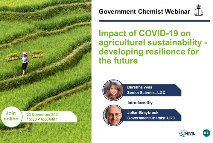 Webinar information slide with picture of rice fields