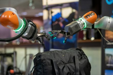 Robot hands opening a bag