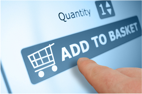 image of finger selecting online add to basket