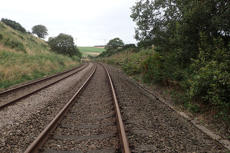 Part of the railway between Laurencekirk and Portlethen