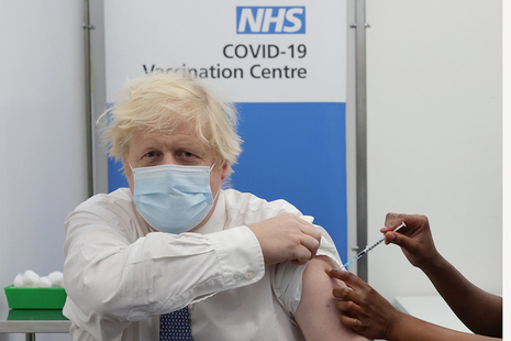 Prime Minister Boris Johnson receives his Covid-19 Booster Jab at St Thomas' Hospital.